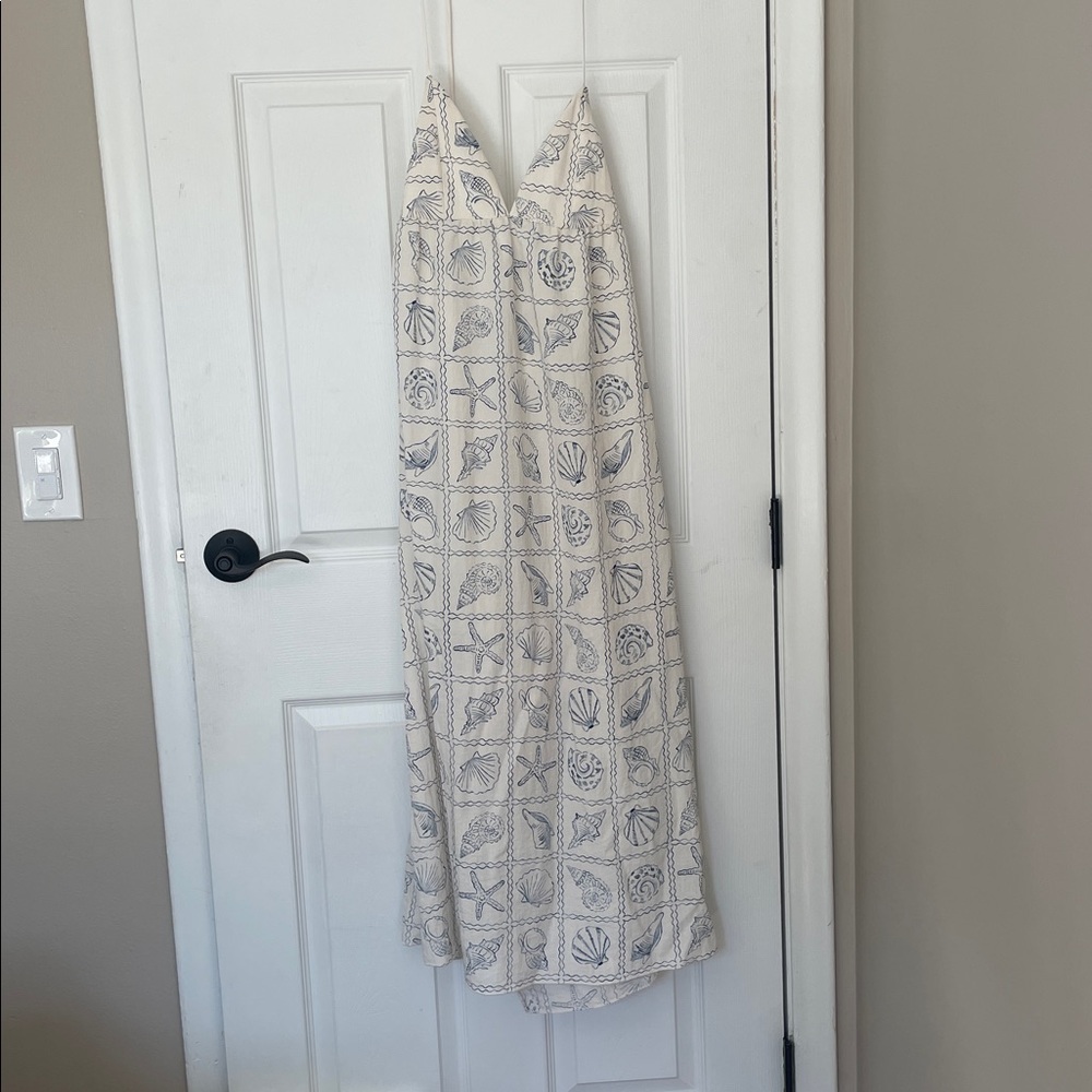 H&M White and Blue Coastal Dress